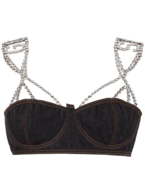 Chocker denim bra by GCDS