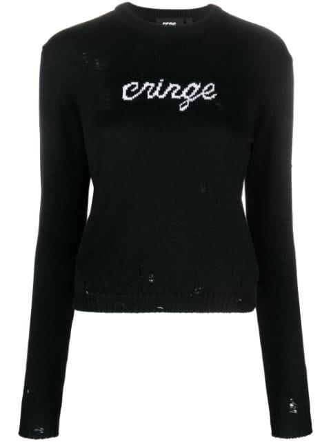 Cringe Sweater distressed-effect jumper by GCDS