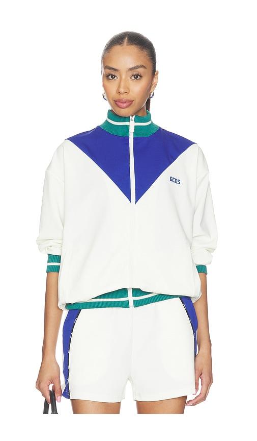 GCDS Color Block Track Jacket in White by GCDS