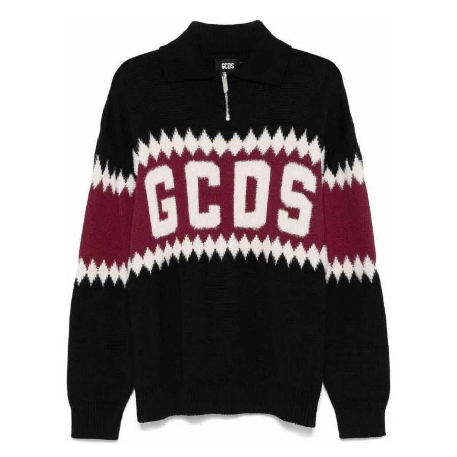 GCDS Logo Argyle Polo Sweater by GCDS