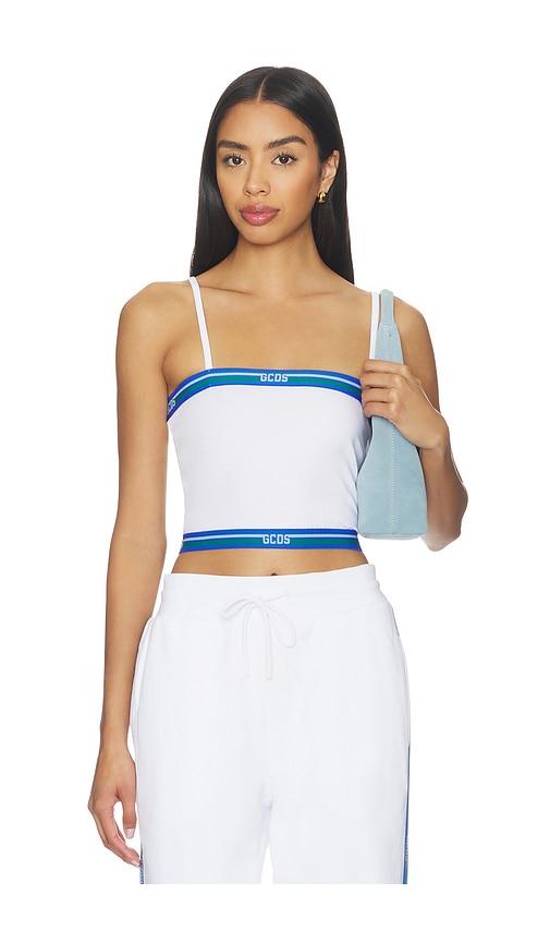 GCDS Logo Tape Mini Top in White by GCDS