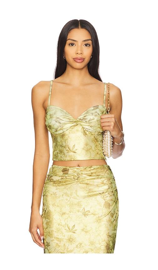GCDS Printed Lame Top in Green by GCDS