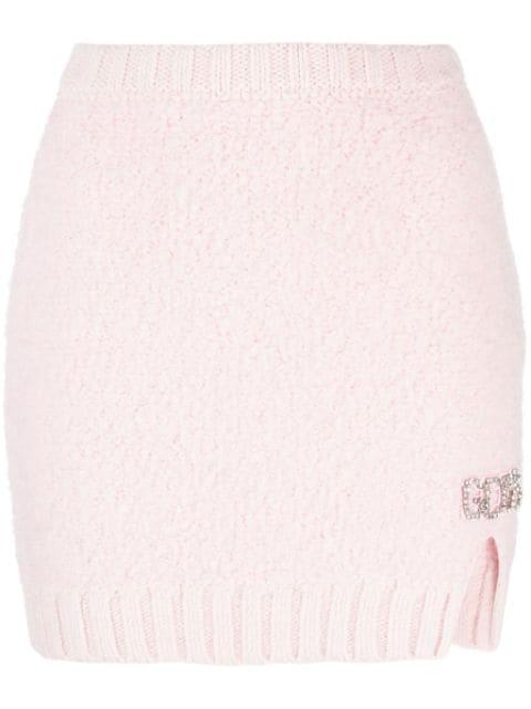 Hairy logo-plaque miniskirt by GCDS