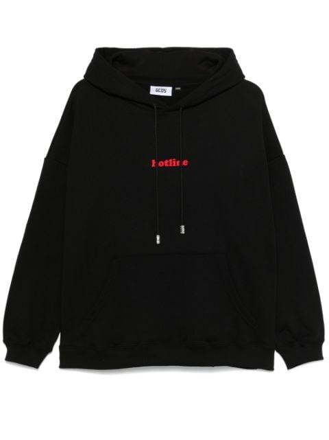 Hotline-embroidered hoodie by GCDS