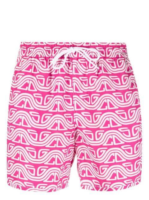abstract-print swim shorts by GCDS
