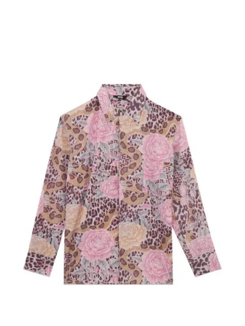 animal-print floral shirt by GCDS