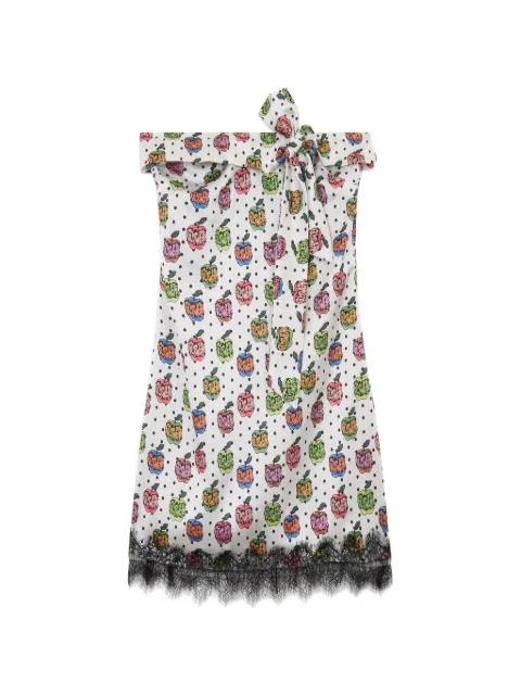 apple-print lace-detail mini dress by GCDS