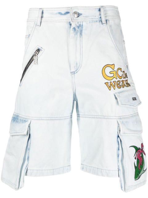cargo denim shorts by GCDS