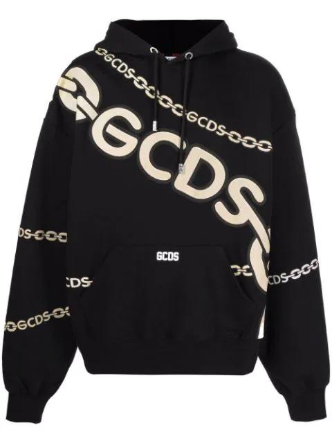 chain-link logo-print hoodie by GCDS
