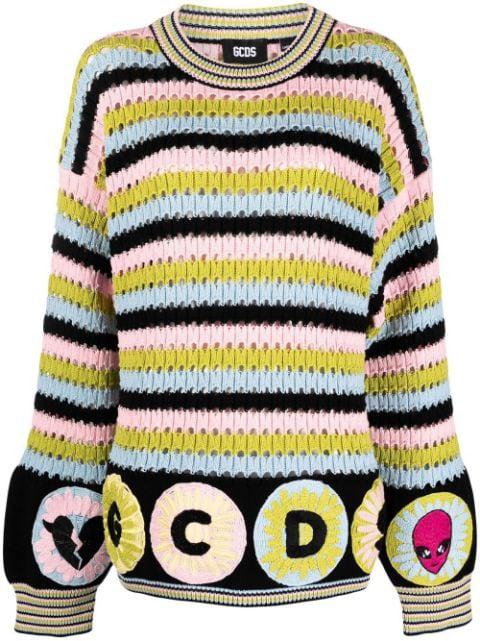 colour-block stripe knit jumper by GCDS