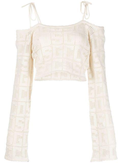crochet-knit logo crop top by GCDS