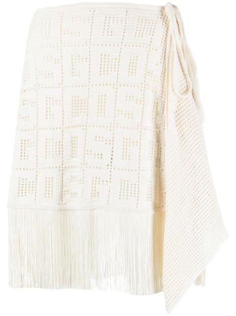 crochet-monogram mini skirt by GCDS