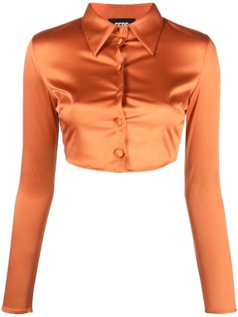 cropped satin shirt by GCDS