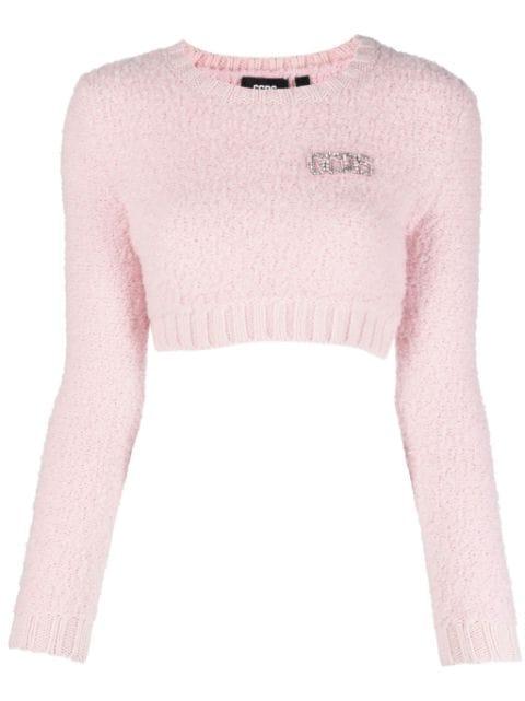 crystal-embellished crew-neck crop top by GCDS