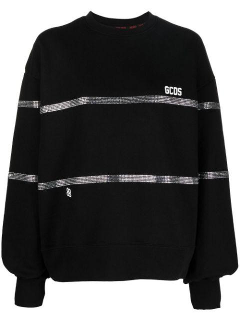 crystal-embellished striped sweatshirt by GCDS