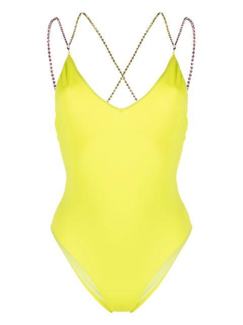 crystal-strap swimsuit by GCDS