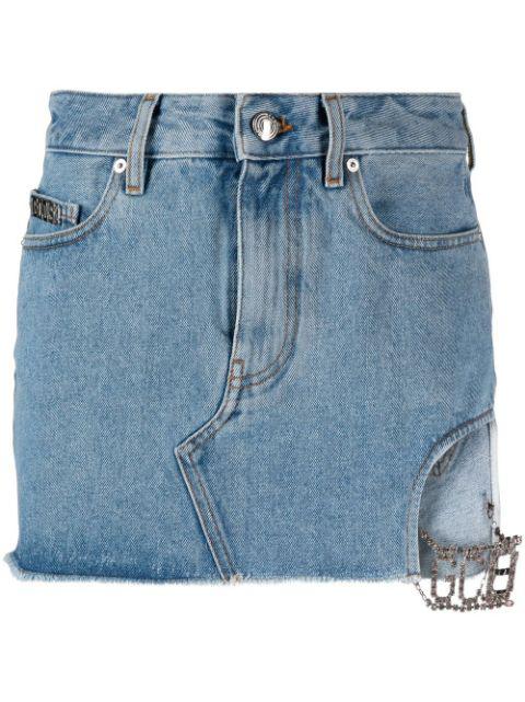 cut-out denim skirt by GCDS