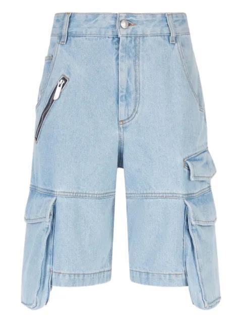 denim cargo shorts by GCDS