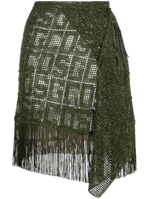 fringe-detail macramé skirt by GCDS