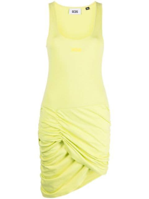 gathered-detail sleeveless cotton dress by GCDS