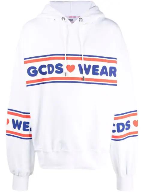 graphic-print cotton hoodie by GCDS