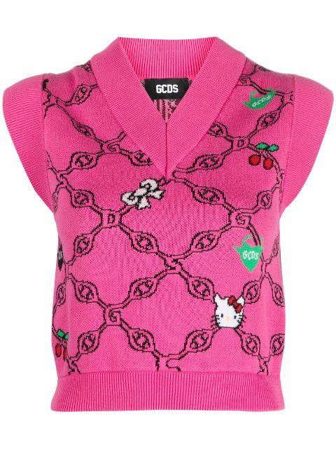 graphic-print jacquard vest by GCDS
