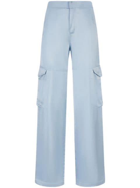 high-waisted satin cargo trousers by GCDS