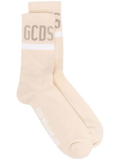 intarsia logo ribbed socks by GCDS