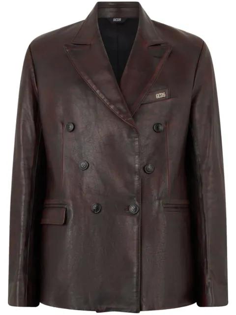 leather double-breasted blazer by GCDS