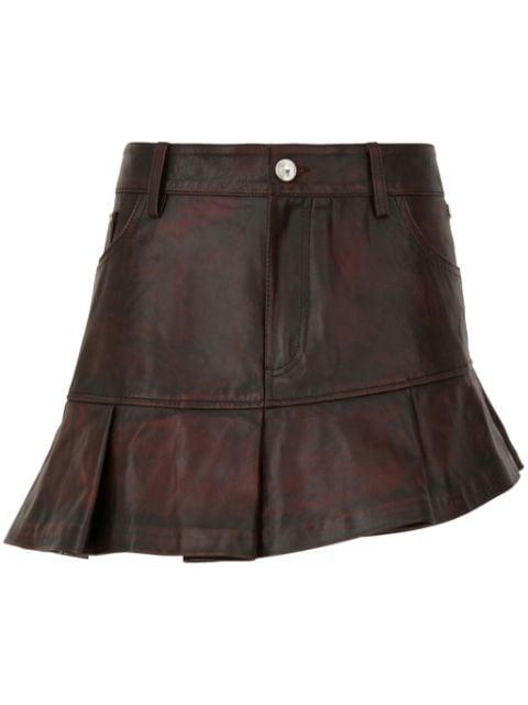 leather pleated mini skirt by GCDS