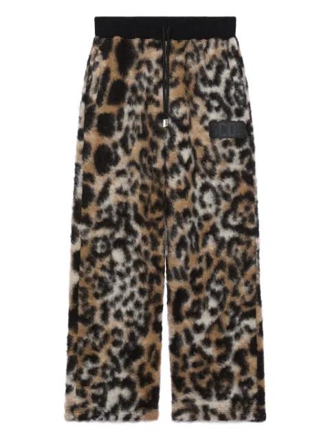leopard-print drawstring trousers by GCDS