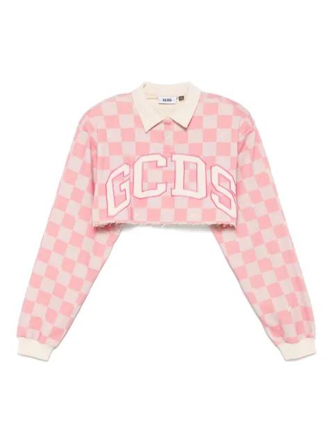 logo-check cropped polo top by GCDS