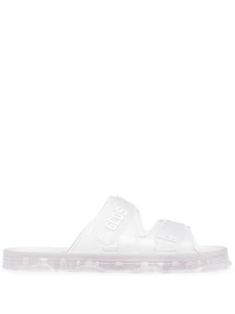 logo-detail open-toe slides by GCDS