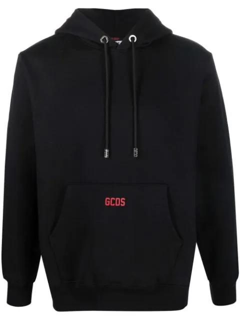 logo drawstring hoodie by GCDS
