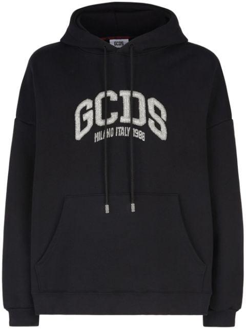 logo-embellished cotton hoodie by GCDS