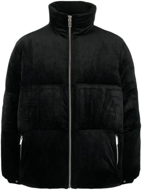 logo-embossed velvet padded jacket by GCDS