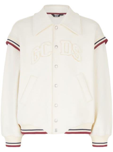 logo-embroidered cotton bomber jacket by GCDS