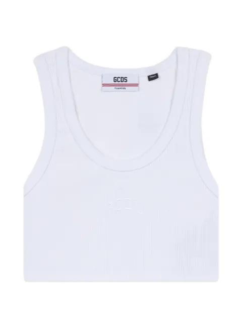 logo-embroidered crop top by GCDS