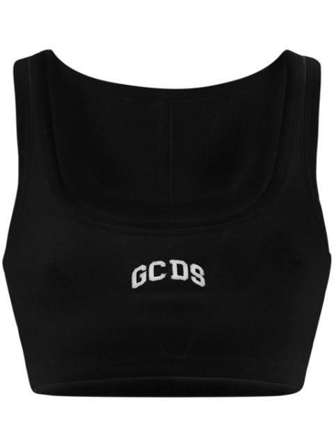 logo-embroidered cropped top by GCDS