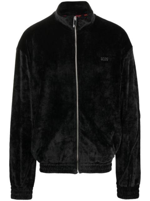 logo-embroidered velvet bomber jacket by GCDS