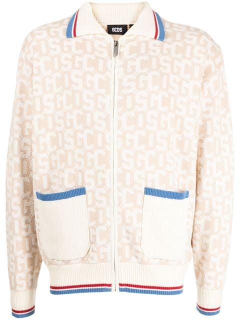 logo intarsia-knit zip-up cardigan by GCDS