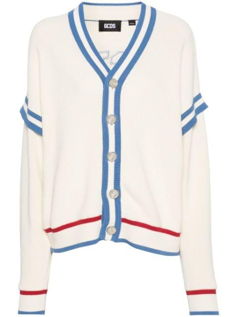 logo-patch cotton cardigan by GCDS