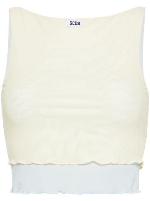 logo-patch layered mesh top by GCDS
