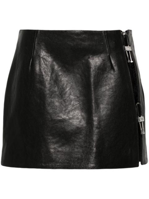logo-plaque leather mini skirt by GCDS