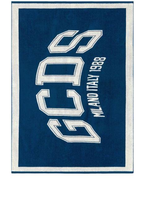 logo-print cotton beach towel by GCDS