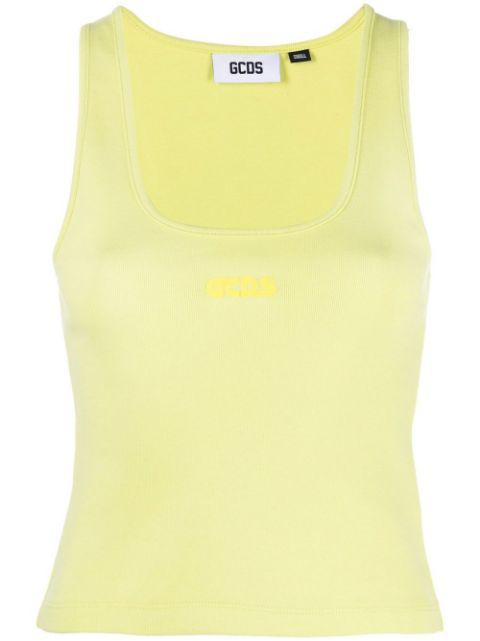 logo-print cotton tank top by GCDS