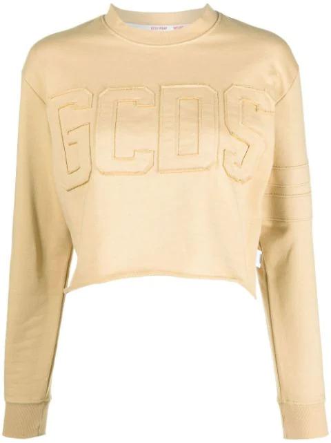 logo print cropped sweatshirt by GCDS