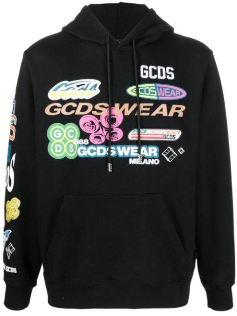 logo-print drawstring hoodie by GCDS
