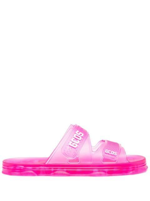 logo-print flat slides by GCDS