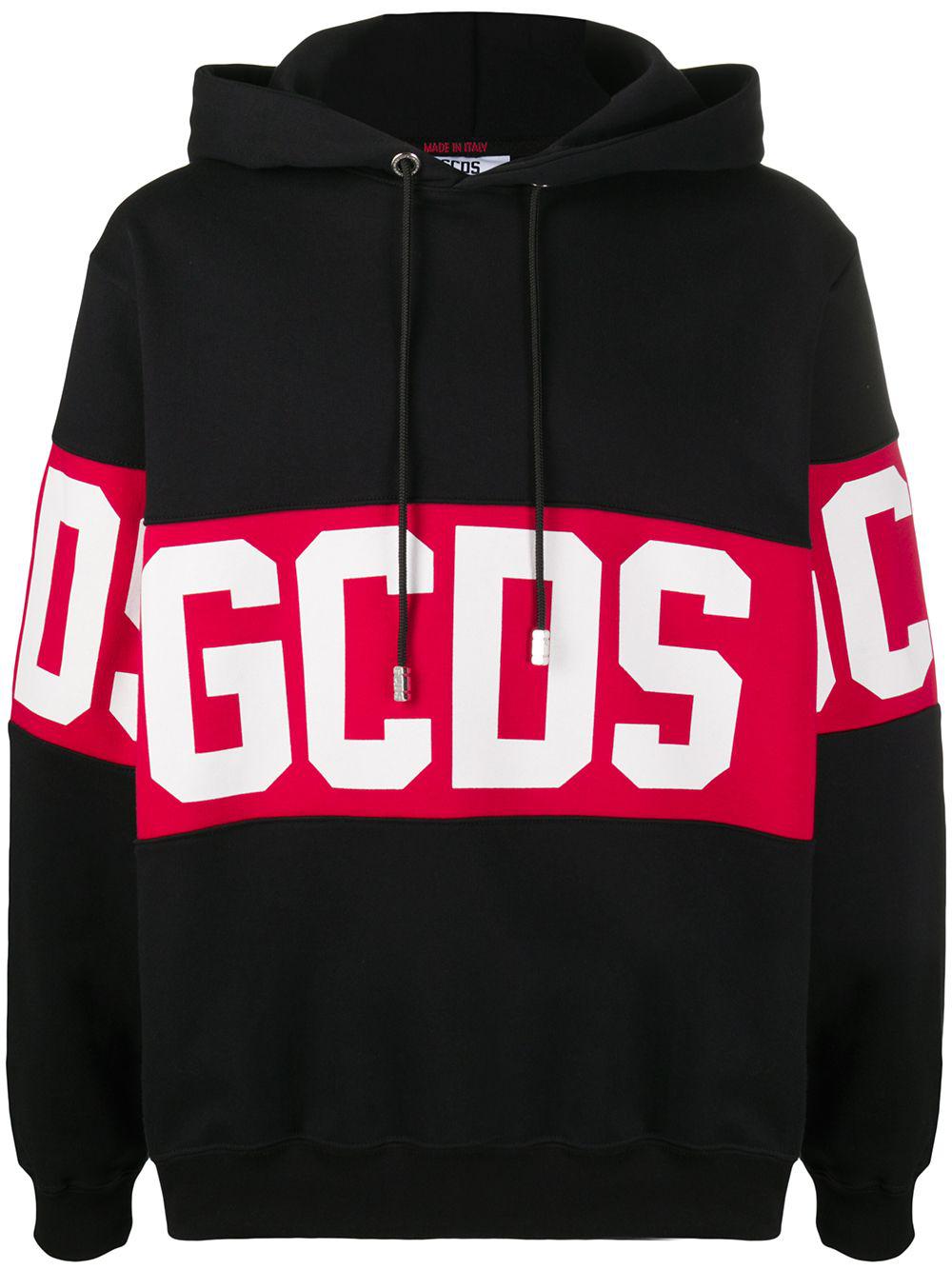 logo print hoodie by GCDS